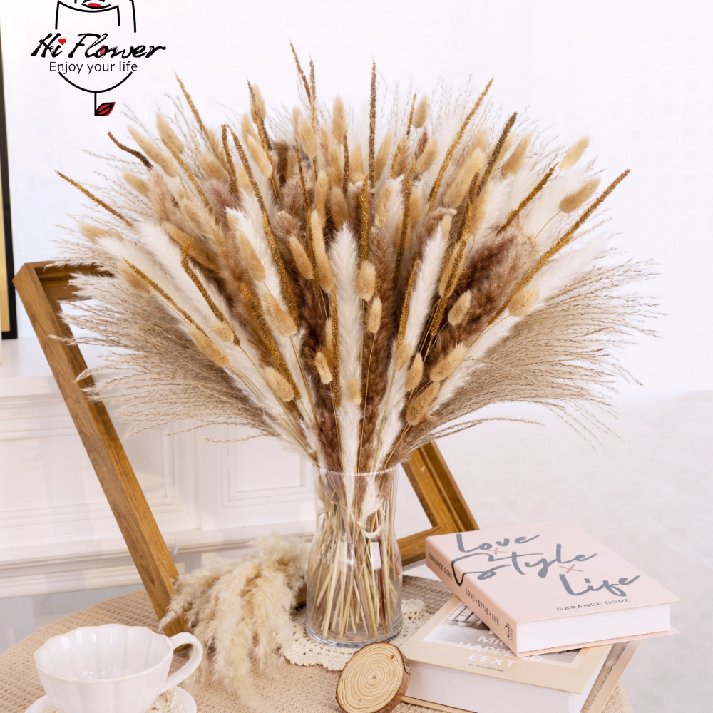 Pampas Grass Decor - 자연 건조 팜파스 그래스 부케 버니테일