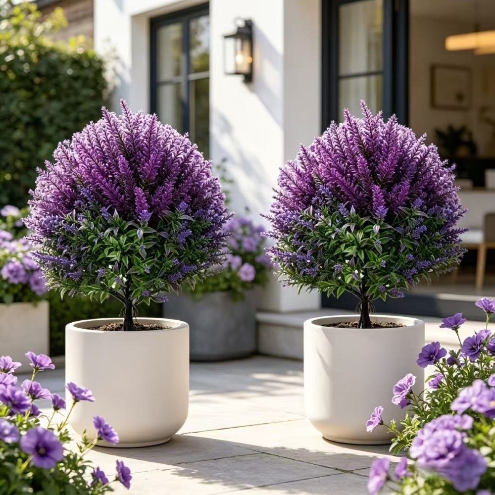 Artificial Hanging Plants - 자외선 차단 인조 스파이크 라벤더 식물,