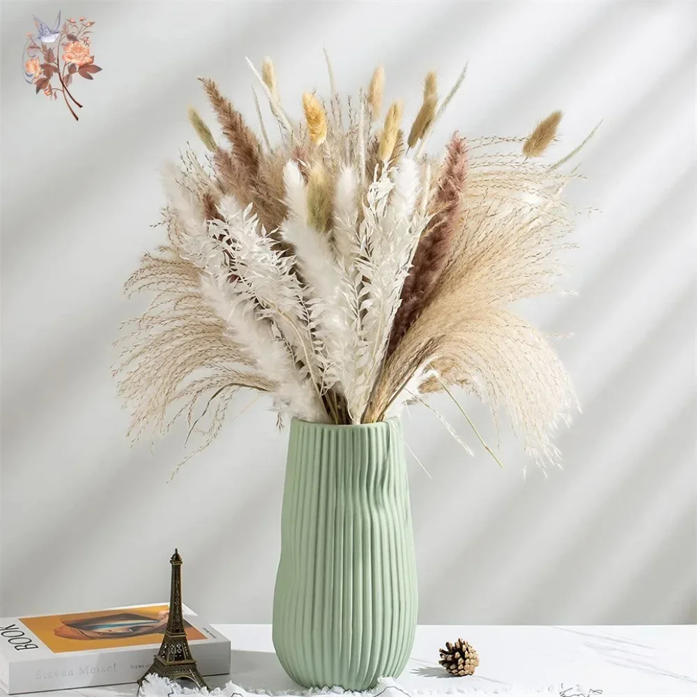 Pampas Grass Decor - 88개의 자연스러운 솜털 듯한 건조 팜파스그래스