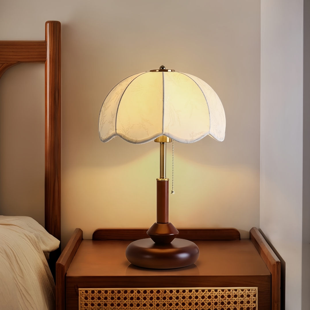Home Decor Lighting - 빈티지 스캘럽 돔 테이블 램프, 침실