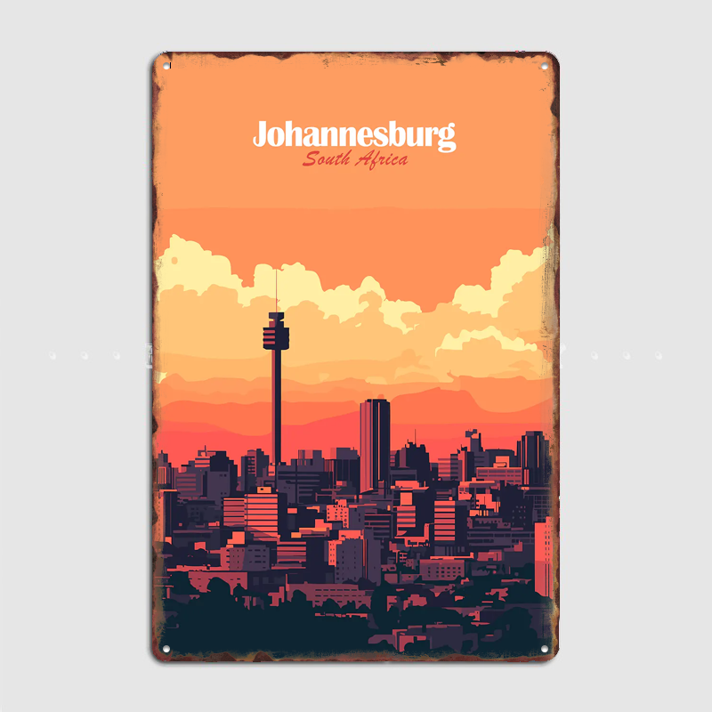 Home Decor Johannesburg - 요하네스버그 스카이라인 여행 풍경 포스터 레트로
