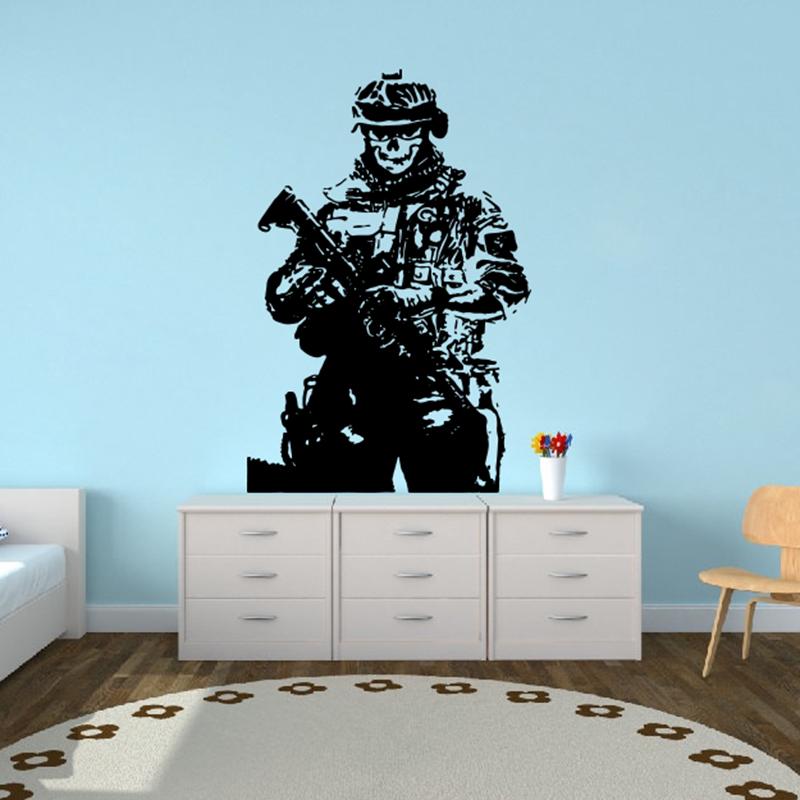 Home Decor Vinyl Flooring - 군인 저격수 해골 전쟁 벽 스티커
