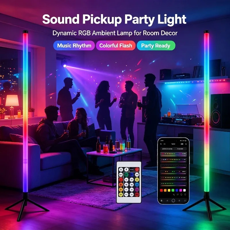 Home Decor Lighting - 2개입 120CM RGB 플로어 램프, 사운드