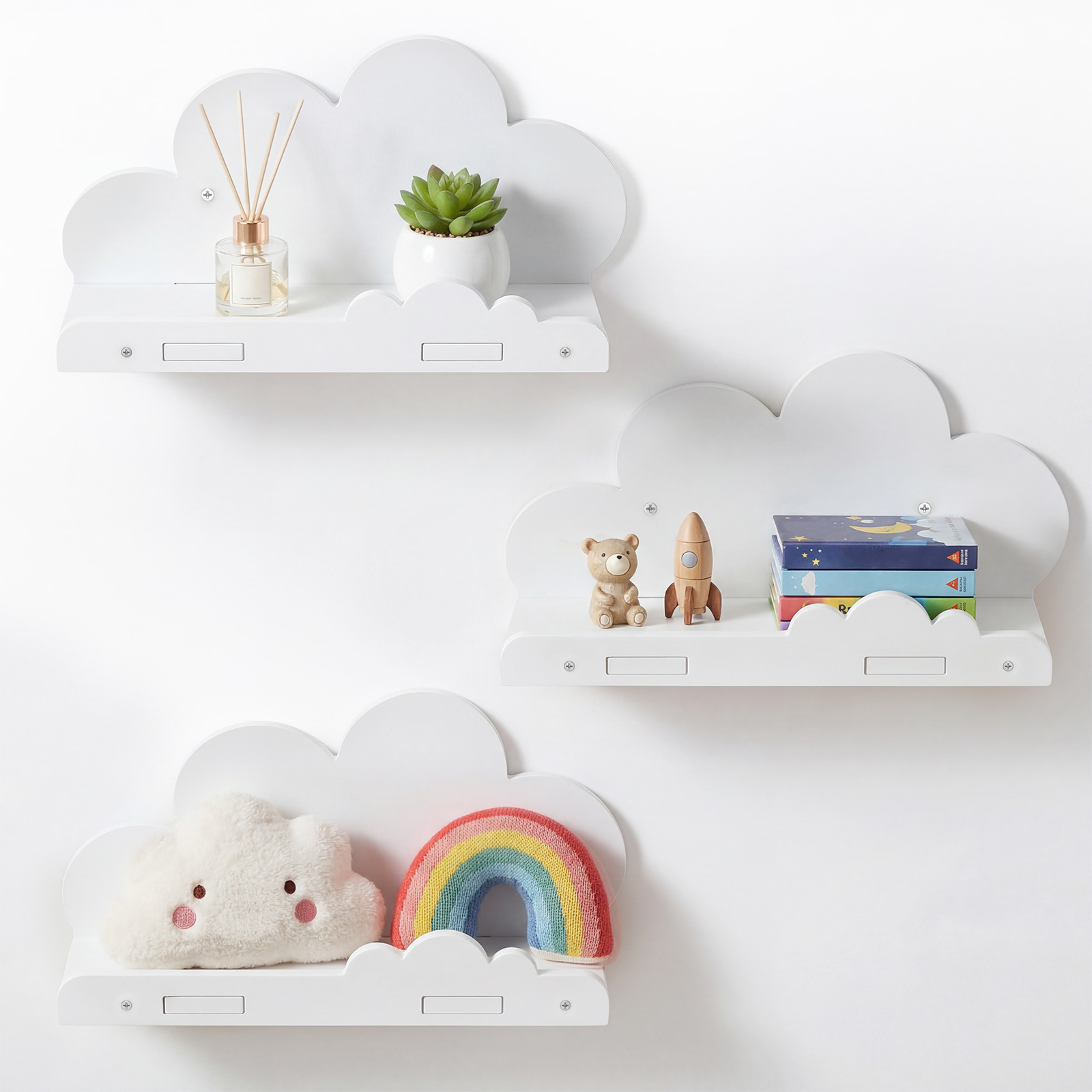 Floating Shelves - 3개의 구름 모양 벽걸이형 수납 선반,