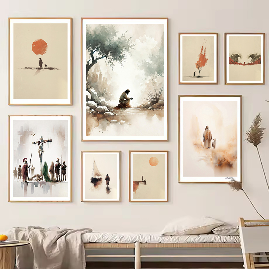 Home Decor Jesus - 수채화 예수는 겟세마네의 99개 정원을 떠난다