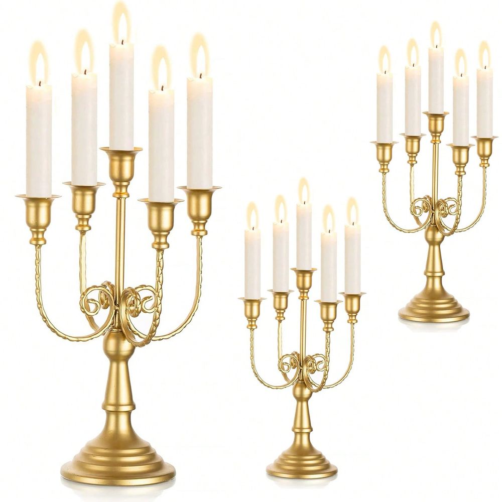 Home Decor Gold - 11.8인치 골드 캔들라브라 센터피스, 테이블용 금속