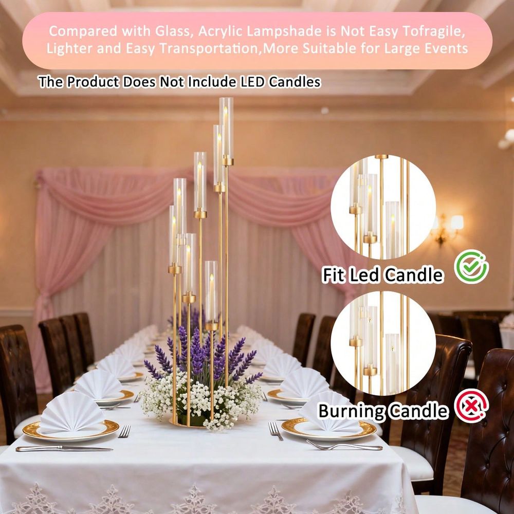 2개입 7암 골드 캔들라브라 캔들 홀더 (웨딩용), 4 - Home Decor Gold 리뷰 및 가격