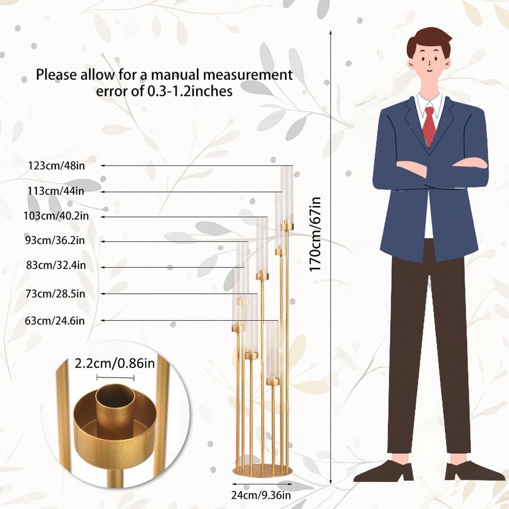 2개입 7암 골드 캔들라브라 캔들 홀더 (웨딩용), 4 - Home Decor Gold 리뷰 및 가격