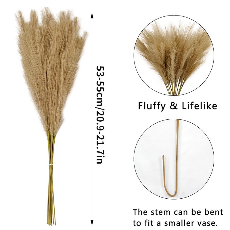 5개/세트 인조 꽃 팜파스 그래스 장식 인조 갈대 드라 - Pampas Grass Decor 리뷰 및 가격