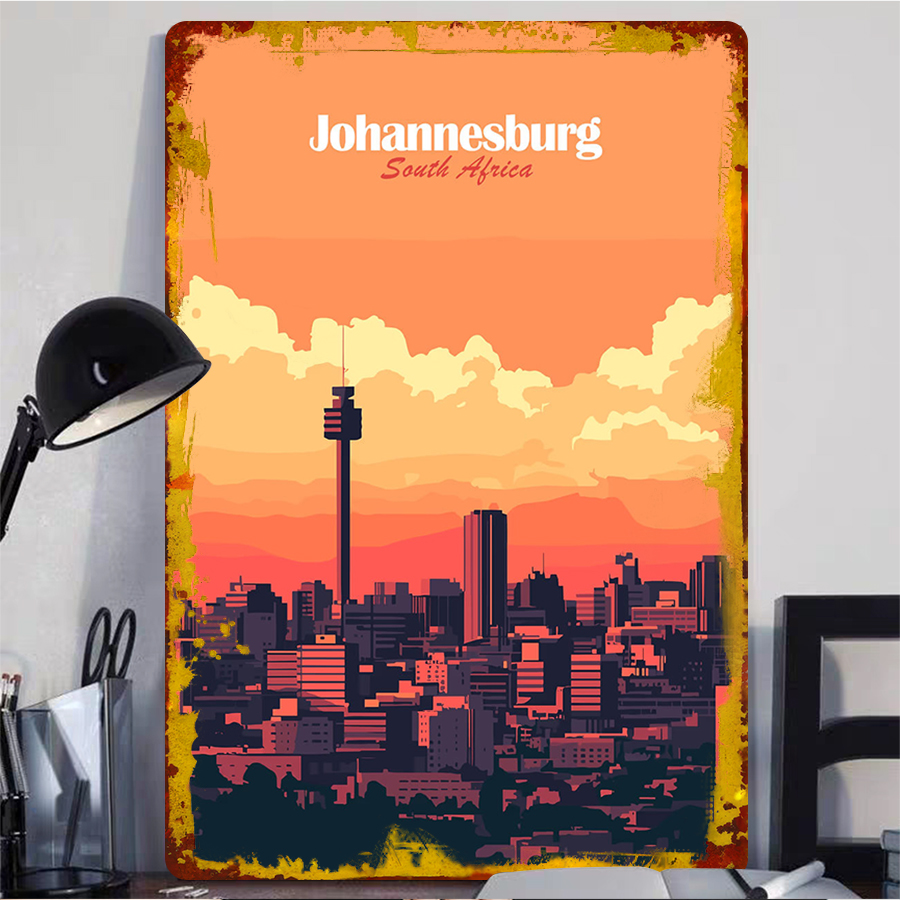요하네스버그 남아프리카 공화국 도시 스카이라인 금속 벽 - Home Decor Johannesburg 리뷰 및 가격