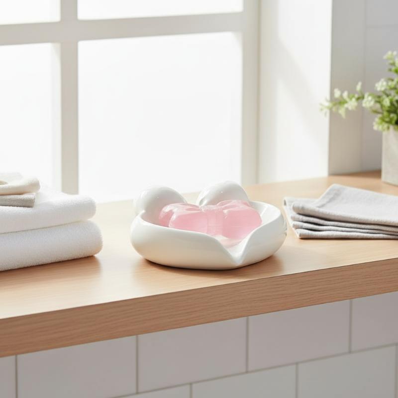 귀여운 리본 하트 모양 세라믹 비누 받침대, 욕실 세면 - Vanity Home Decor 리뷰 및 가격