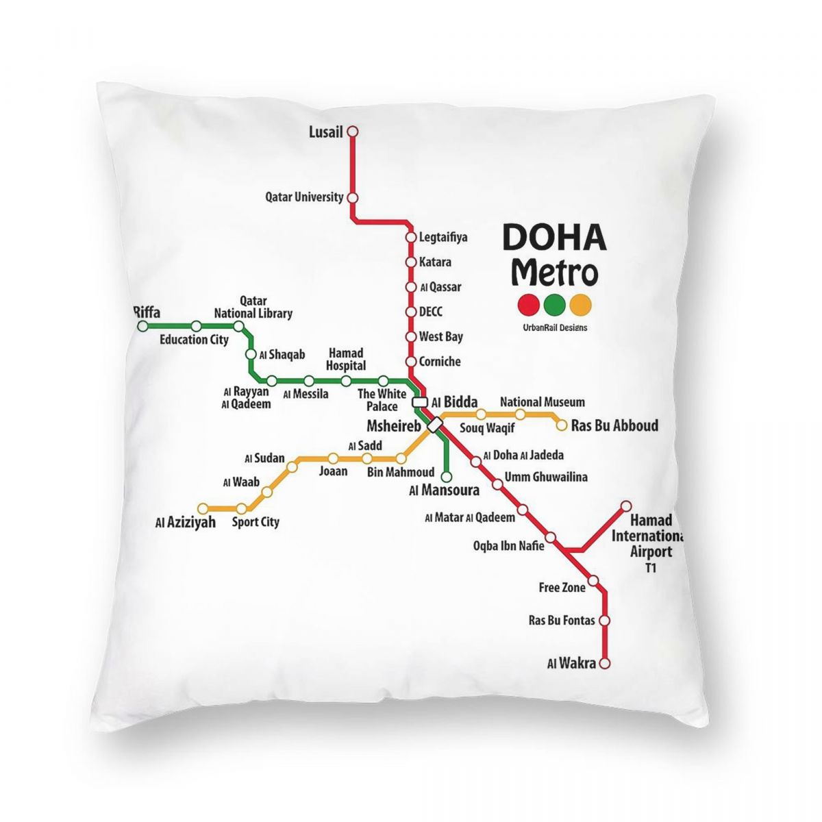 카타르 도하 지하철지도 광장 베개 커버 폴리 에스터 리 - Home Decor Qatar 리뷰 및 가격