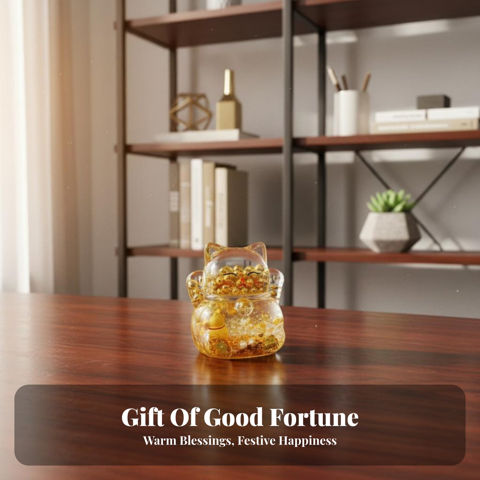 행운의 고양이 장식품, 반짝이는 금구슬, 액체 모래,  - Home Decor Gold 리뷰 및 가격