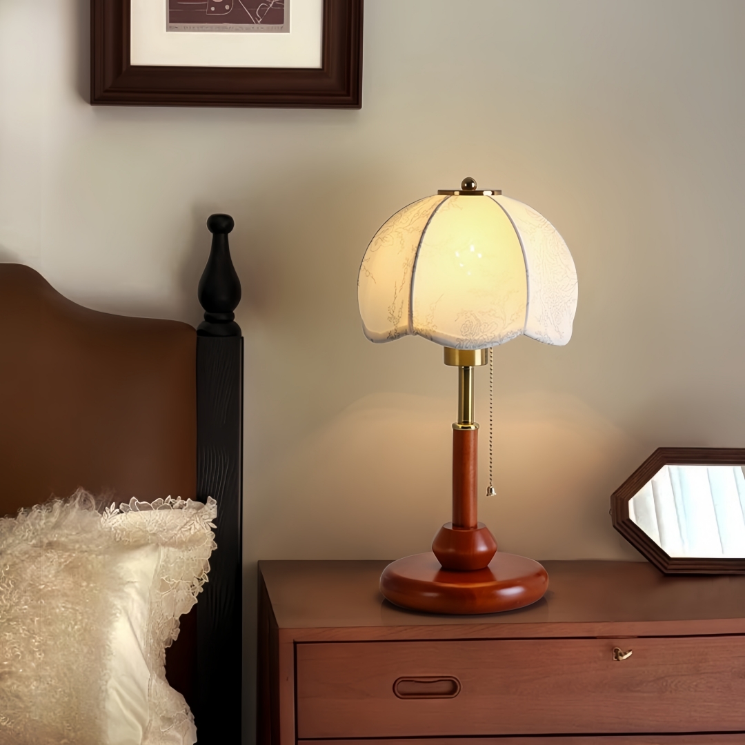 빈티지 스캘럽 돔 테이블 램프, 침실 협탁, 서재, 현 - Home Decor Lighting 리뷰 및 가격