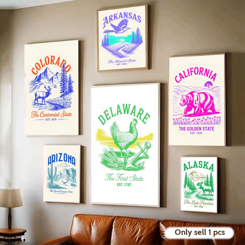 동물 미국 예술 디자인 포스터, 현대적인 자가 접착식  - Home Decor Living Room Ideas 리뷰 및 가격