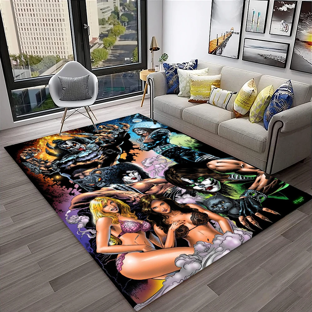 레트로 키스 록 밴드 카펫 러그, 거실, 침실, 놀이방 - Home Decor Online Free 리뷰 및 가격