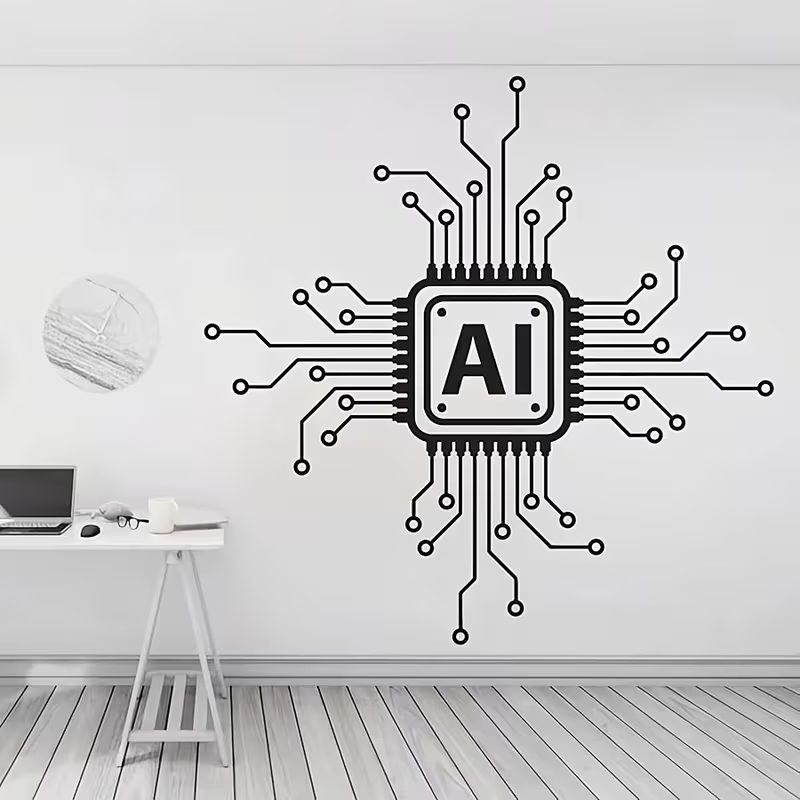 AI 기술 회로 기판 비닐 벽 데칼 - 유리, 사무실  - Home Decor Ai Free 리뷰 및 가격
