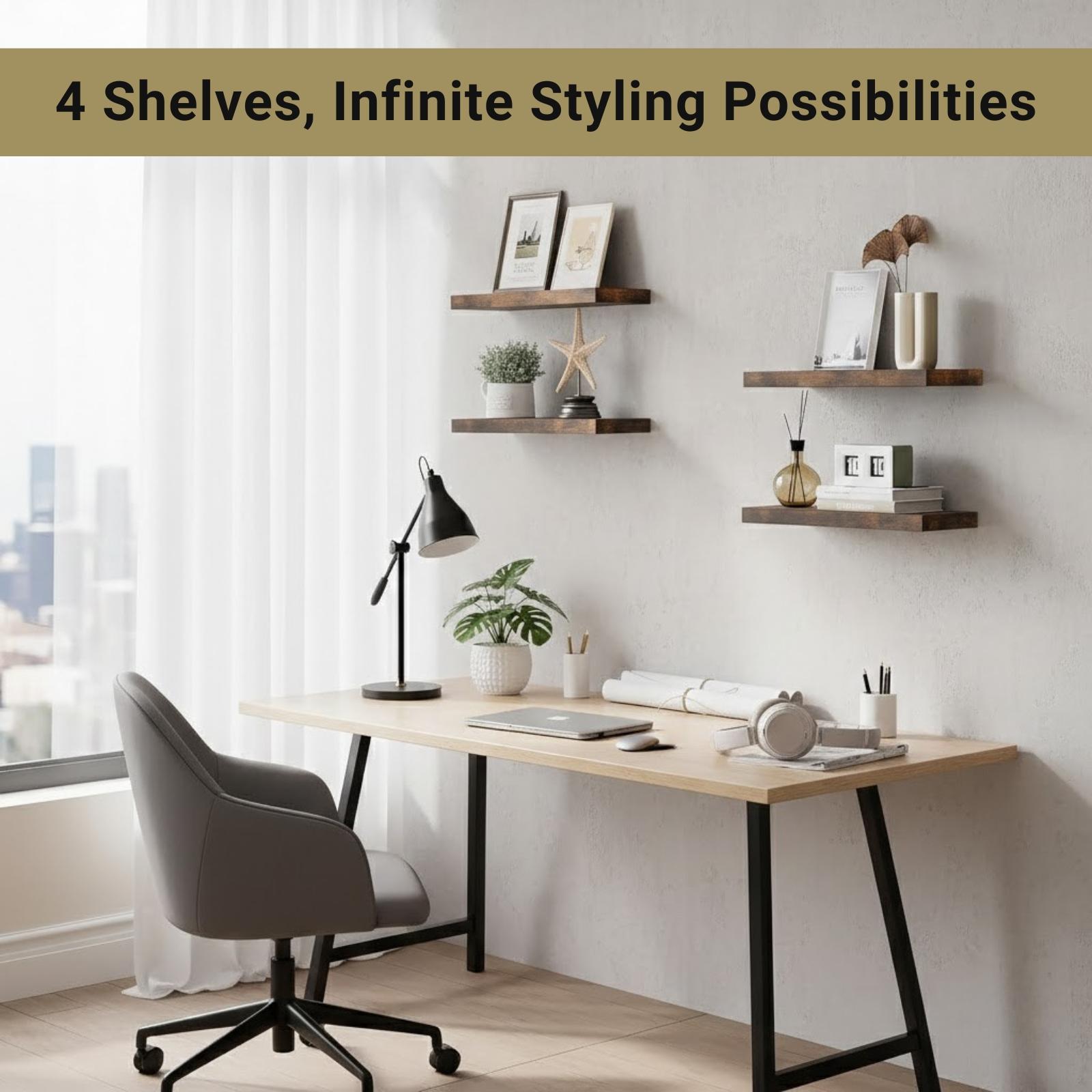 4개 세트 벽걸이형 선반, 빈티지 스타일의 나무 벽 선 - Floating Shelves 리뷰 및 가격