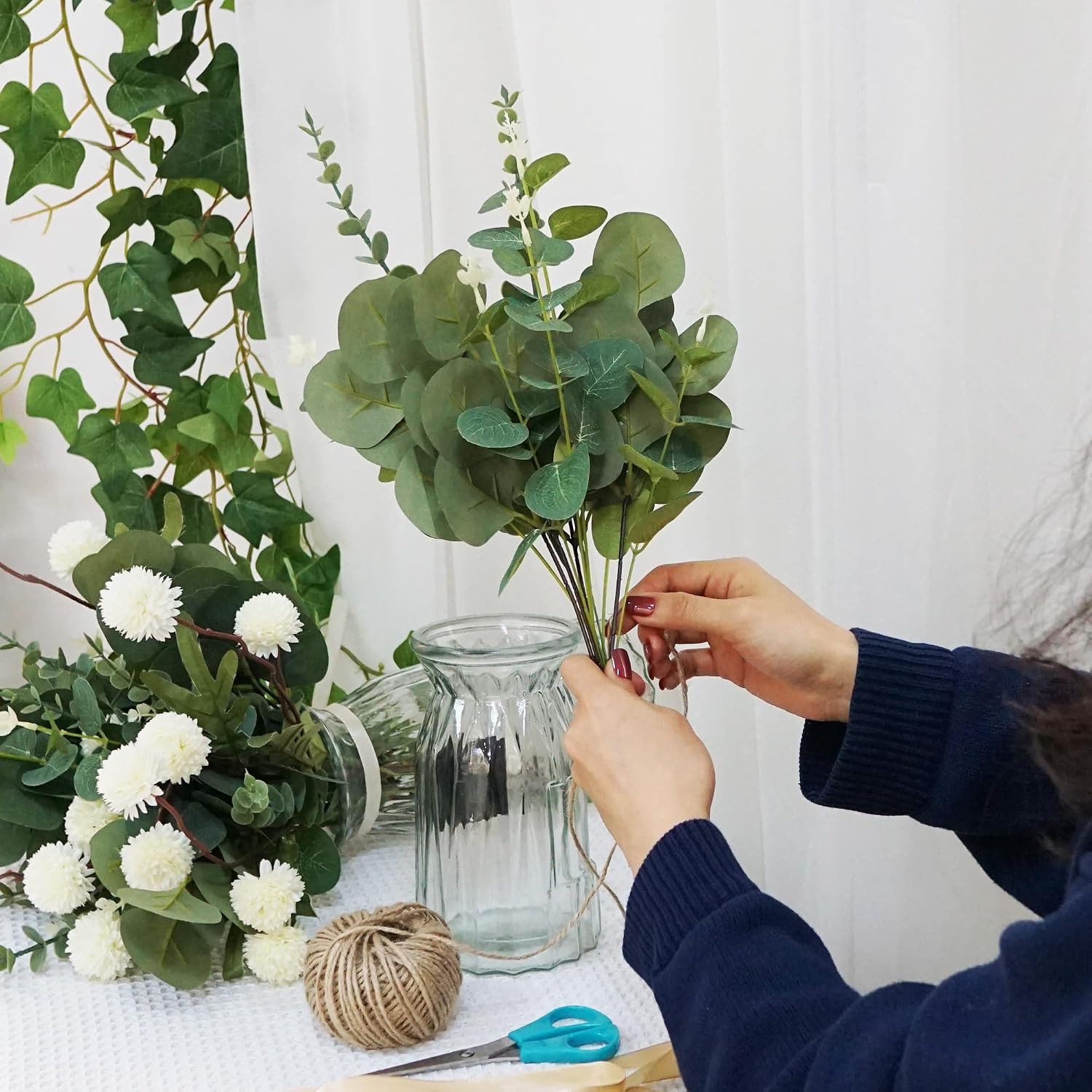 5/10/20Pcs 유칼립투스 잎 대량 인조 식물 줄기 - Artificial Hanging Plants 리뷰 및 가격