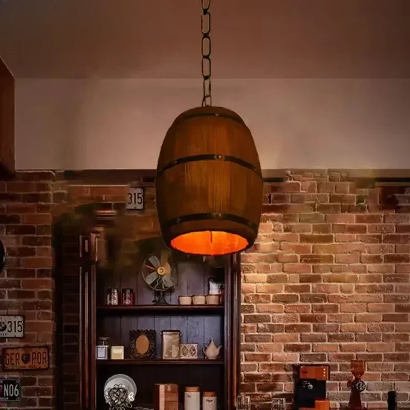 소박한 빈티지 샹들리에 나무 펜던트 조명 와인 배럴 행 - Home Decor Lighting 리뷰 및 가격