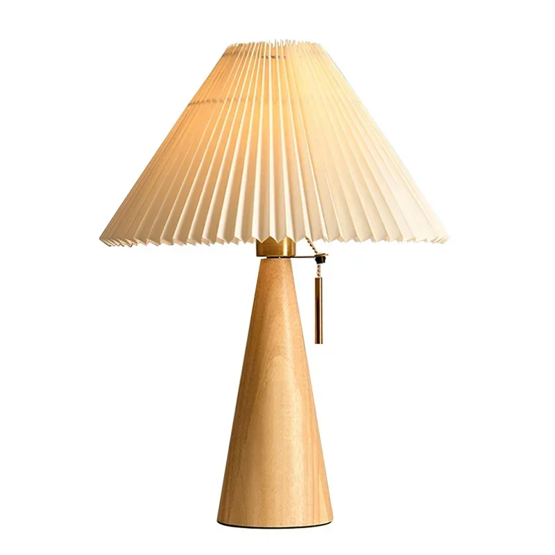 레트로 주름 테이블 램프 북유럽 스타일 원목 조명 침실 - Home Decor Lighting 리뷰 및 가격