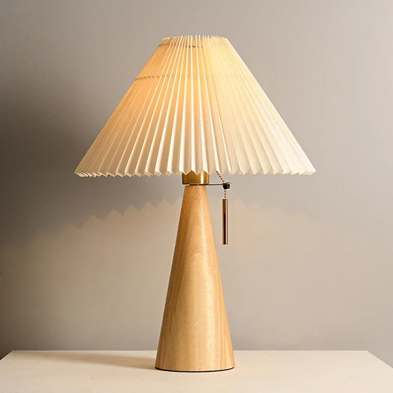 레트로 주름 테이블 램프 북유럽 스타일 원목 조명 침실 - Home Decor Lighting 리뷰 및 가격