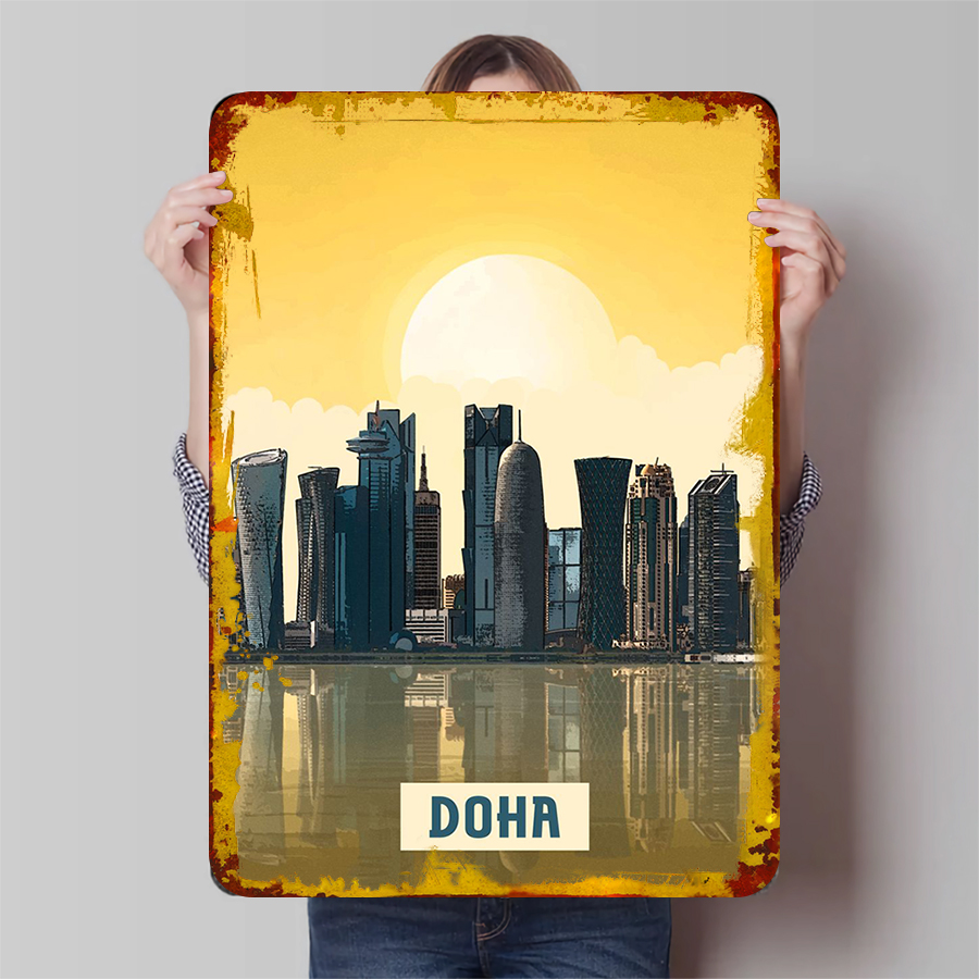 도하 스카이라인 금속 벽 예술 카타르 도시 풍경 장식  - Home Decor Qatar 리뷰 및 가격