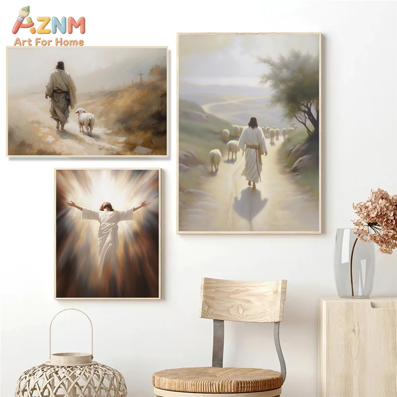 AZNM 예수 기독교 프레임리스 캔버스 벽 예술, 가정 - Home Decor Jesus 리뷰 및 가격